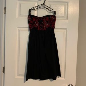 Judith March Black & Red Strapless Dress